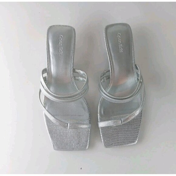 Open Edit Jagger Kitten Heel Sandals Women's Sliver Size US 8 - Picture 1 of 10